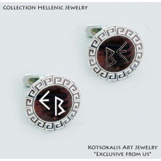 Cufflinks Meandro with ancient Greek letters