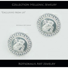 Cufflinks Hellenic Coin Owl(Koukouvagia) with Meandros