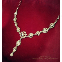 Necklace Snowflake with stones silver with goldplated