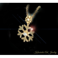 Snowflake pendant  Silver with gold plated 25mm