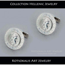 Cufflinks Hellenic Coin Alexandros with Meandros