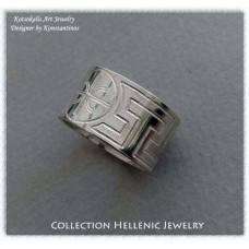 Ring Meandros with symbol or letter 12mm
