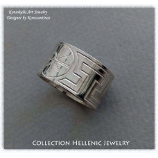 Ring Meandros with symbol or letter 12mm
