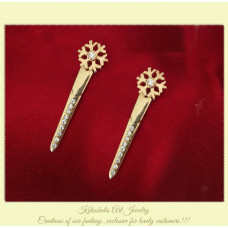 Snowflake Earrings Silver  Stones with gold plated