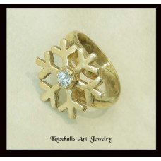 Snowflake ring  Silver with gold plated